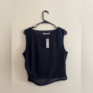 Abercrombie & Fitch Black Sleeveless Blouse- Asymmetrical Cinched Side